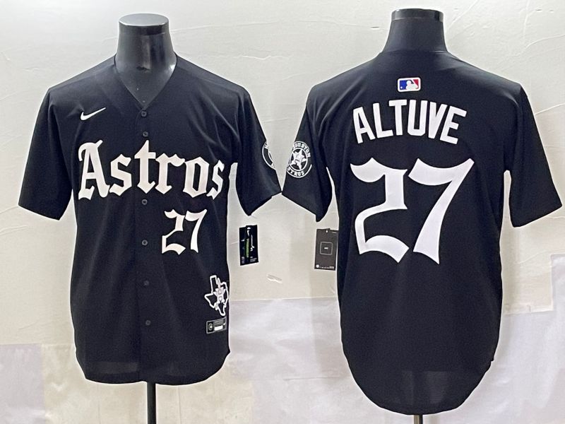 Men 2025 Houston Astros #27 Altuve Black Five generations Joint Name Nike MLB Jersey style 13->houston astros->MLB Jersey
